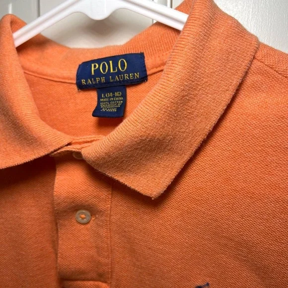 Polo Ralph Lauren Orange Polo Shirt Boys Size 14-16 Large - Picture 4 of 6